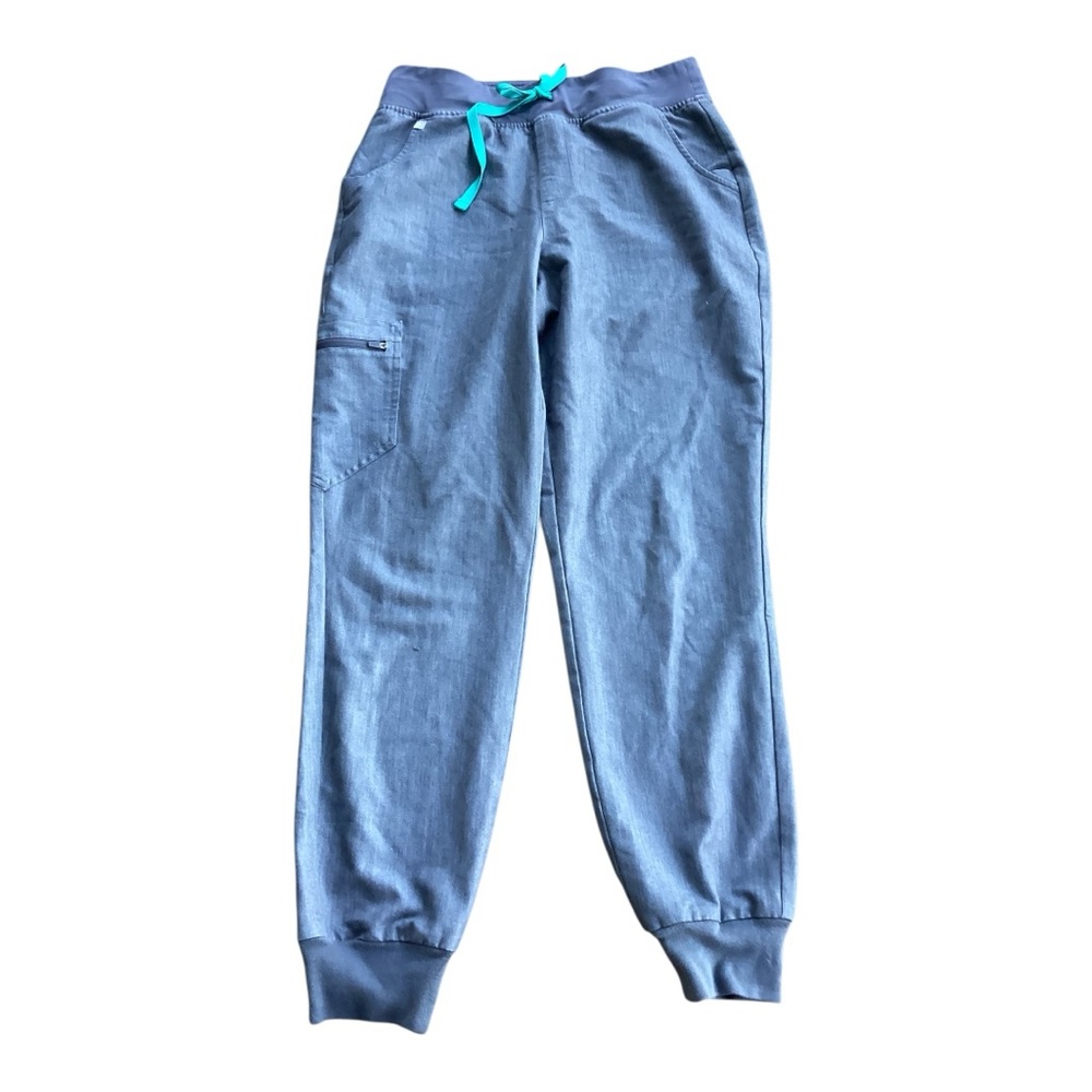 Figs Women's Slate Blue Track Joggers with Teal Drawstring